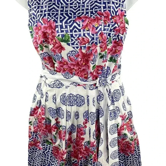 Tablots NWT 16p Mosaic Floral Sateen Fit & Flare Dress Cottagecore MSRP 169.00 - Picture 5 of 16